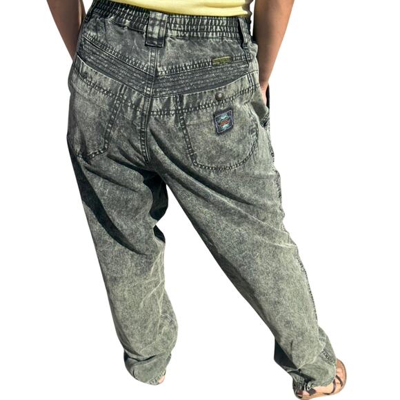 Vintage 90s Acid Wash Cargo Jeans Baggy Utility Pants - Picture 2 of 7